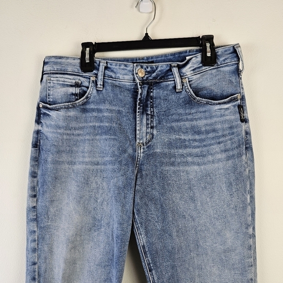 Silver Jeans Avery Slim Boot Jeans Size W34 L33 raw hem light wash - Picture 3 of 6